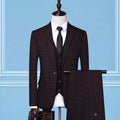 OBCY2 export foreign trade men's plaid slim three-piece suit groom wedding best man professional formal business man