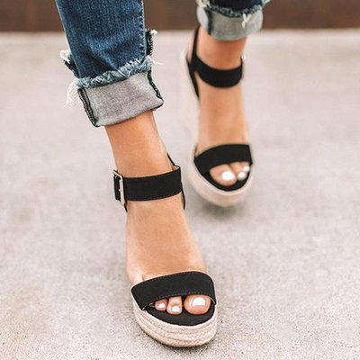 Best selling European and American foreign trade 2021wish Amazon AliExpress new high-heeled wedge hemp rope platform sandals for women