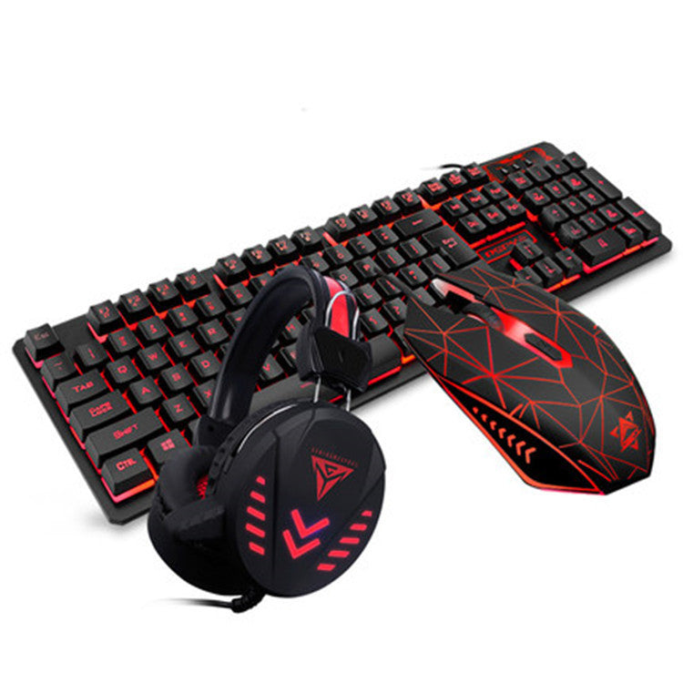 Manufacturer Ruyi Bird K59 gaming keyboard mouse headset three-piece suit usb desktop wired luminous keyboard and mouse suit