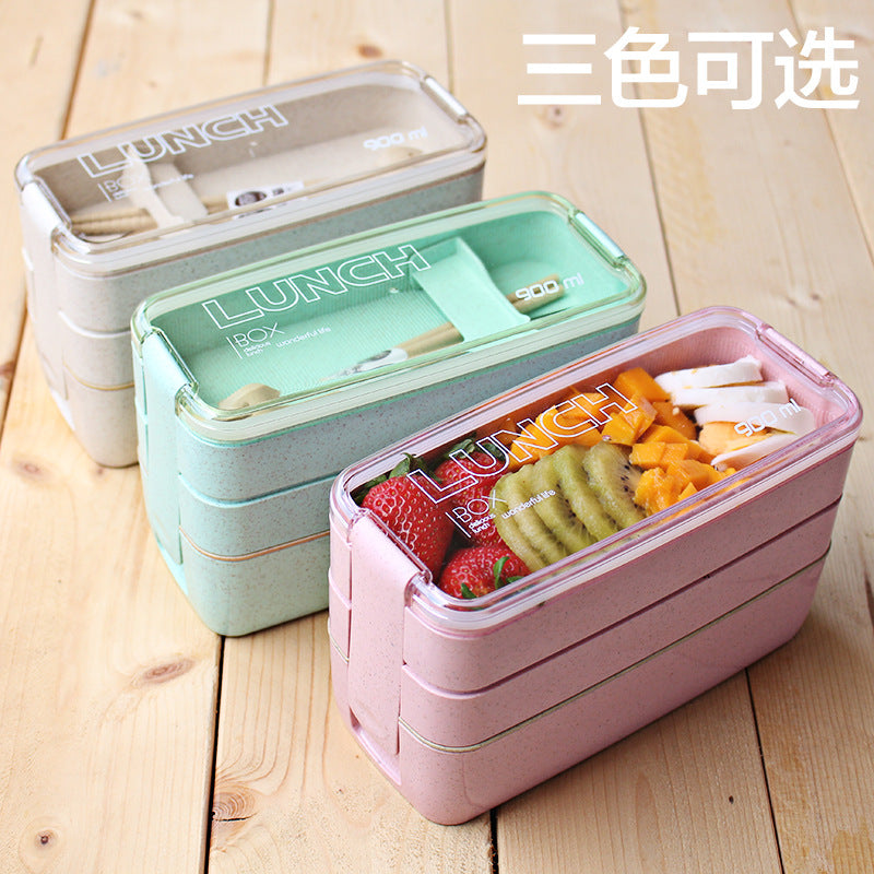 Japanese student girl heart lunch box lunch box separated microwave oven fruit salad office worker light food lunch box