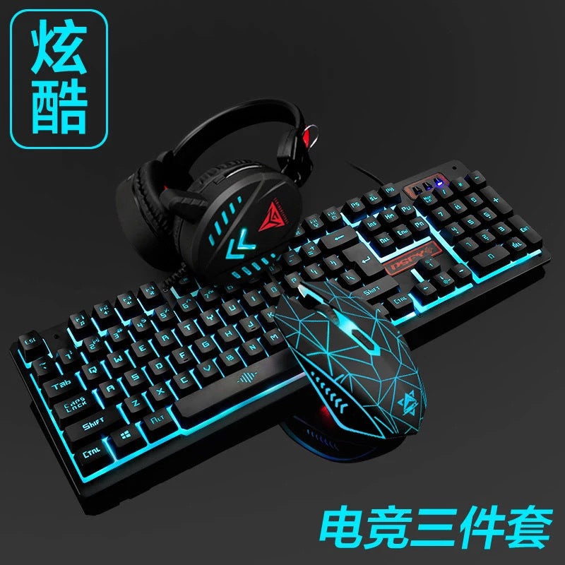 Manufacturer Ruyi Bird K59 gaming keyboard mouse headset three-piece suit usb desktop wired luminous keyboard and mouse suit