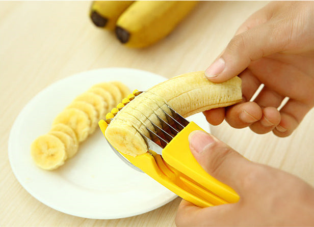 Speedy Veggie Slicer Stainless Steel Banana Slicer Fruit Cutter Cucumber Chopper Salad Kitchen Tool