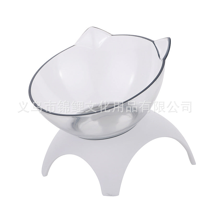 [Boxed] Inclined neck protector cat bowl dog bowl cat food bowl oblique mouth plastic cat double bowl dog food bowl pet bowl wholesale