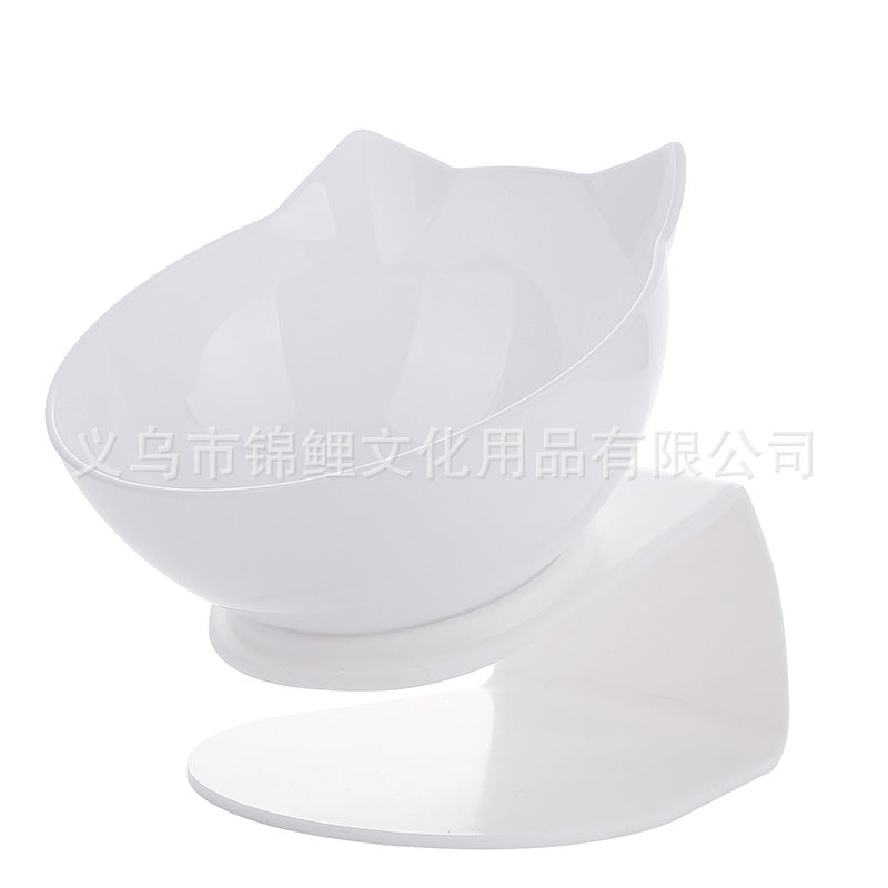 [Boxed] Inclined neck protector cat bowl dog bowl cat food bowl oblique mouth plastic cat double bowl dog food bowl pet bowl wholesale