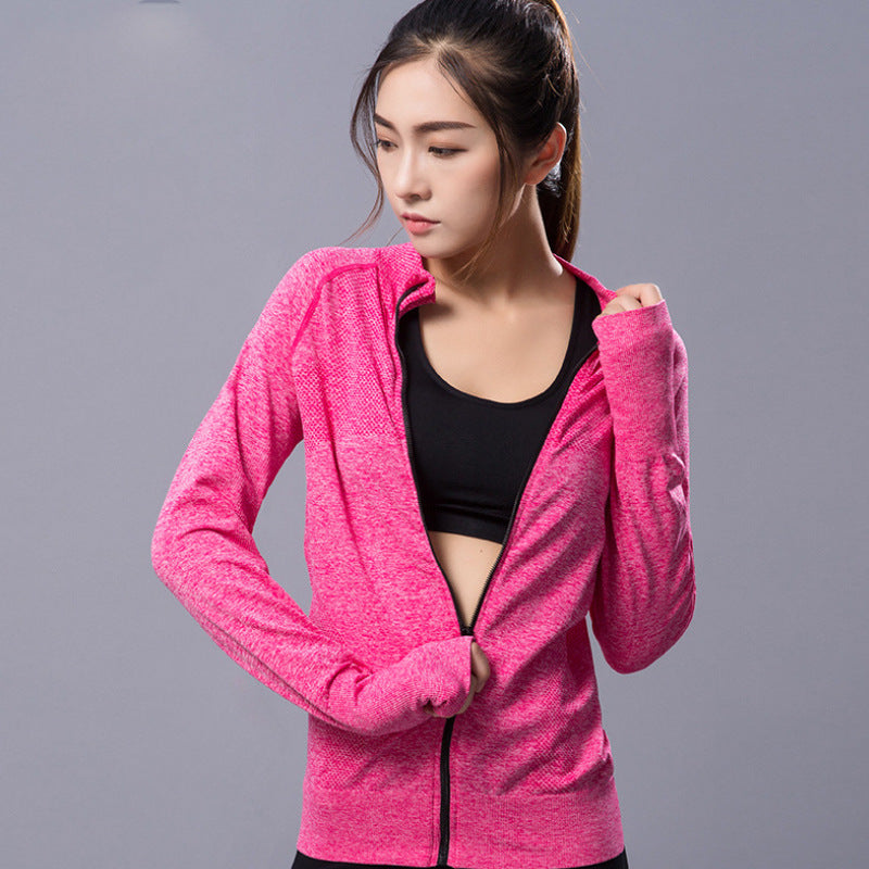 New yoga clothes sports fitness jacket long-sleeved slim slimming no-guard