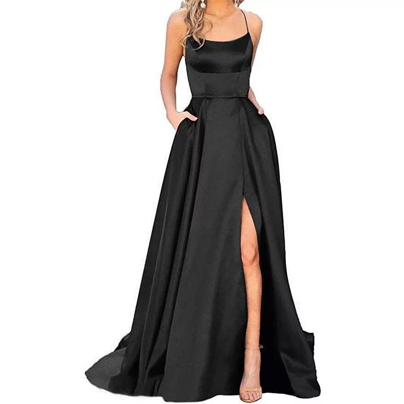 2023 solid color European and American bridesmaid dress long dress slimming strapless bestie Amazon fashion bridesmaid group evening dress