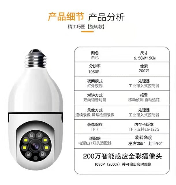 wifi remote surveillance camera 360 degree panoramic smart HD light bulb camera lamp head surveillance camera