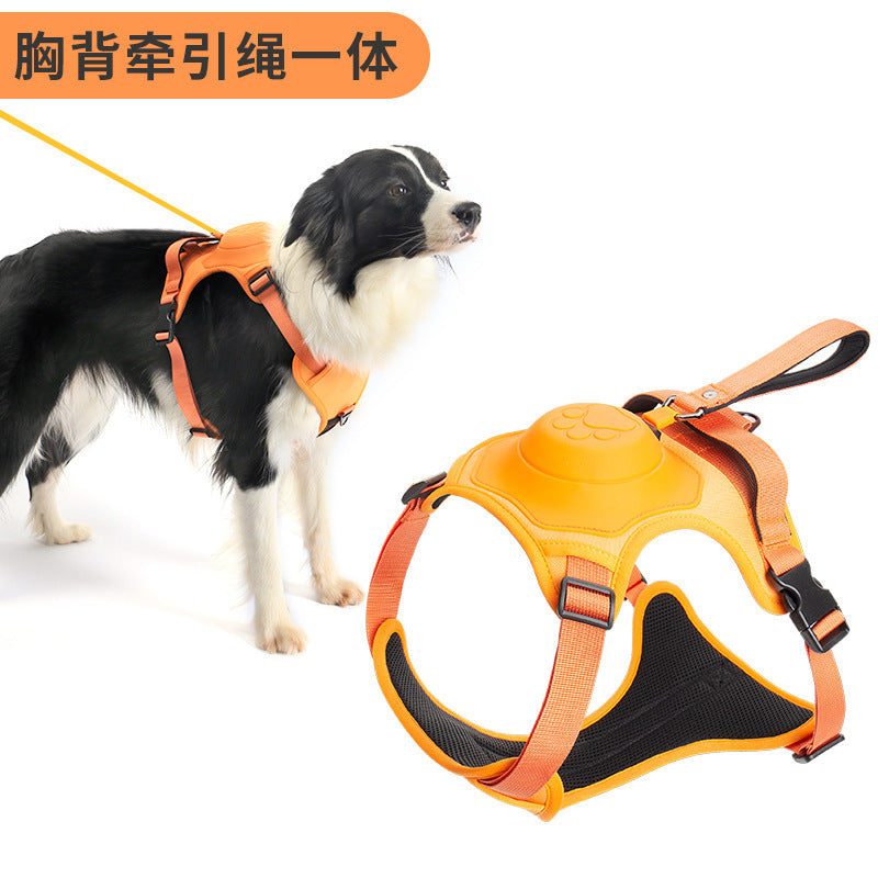 Pet products new traction rope chest and back integrated automatic retractable explosion-proof punching small and medium-sized dog vest traction rope