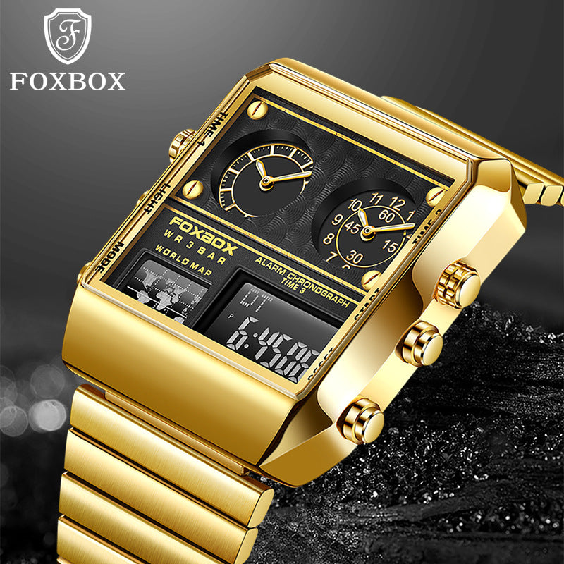 FOXBOX/LIGE cross-border exclusive dual display men's electronic quartz watch multifunctional sports waterproof watch