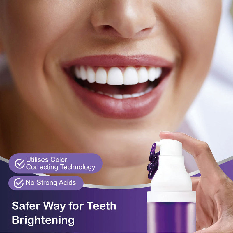 Teeth Whitening Toothpaste V34 Purple Bottled Press Toothpaste Whitening Oral Cleansing Essence Factory Direct Sales