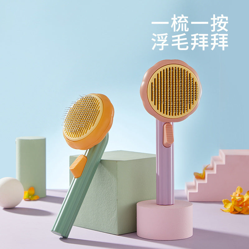 Pet comb to remove floating hair comb hair remover magic tool to clean long hair with one key pet cat supplies sun flower comb