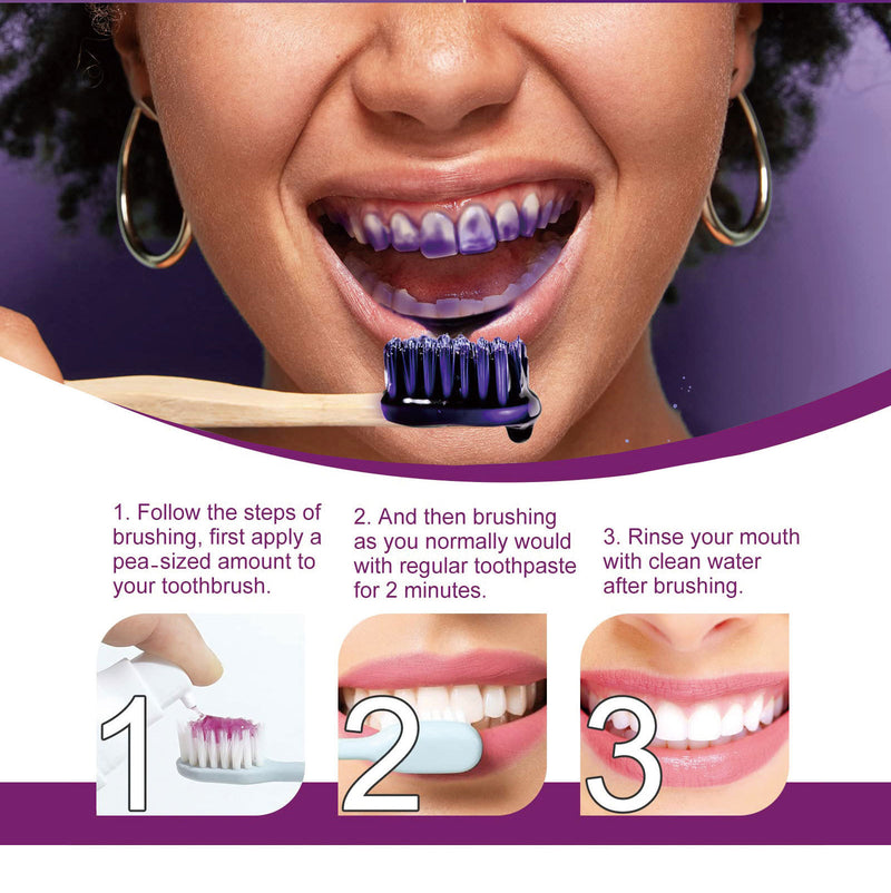 Teeth Whitening Toothpaste V34 Purple Bottled Press Toothpaste Whitening Oral Cleansing Essence Factory Direct Sales