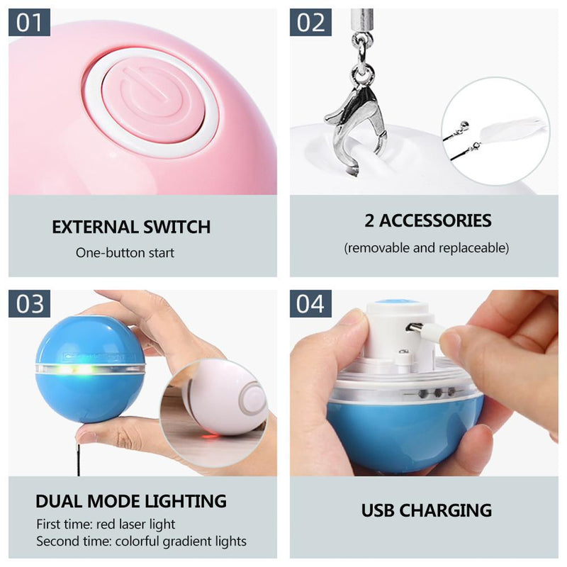 Pet cat toy LED luminous funny cat ball USB charging smart funny cat toy electric rolling ball