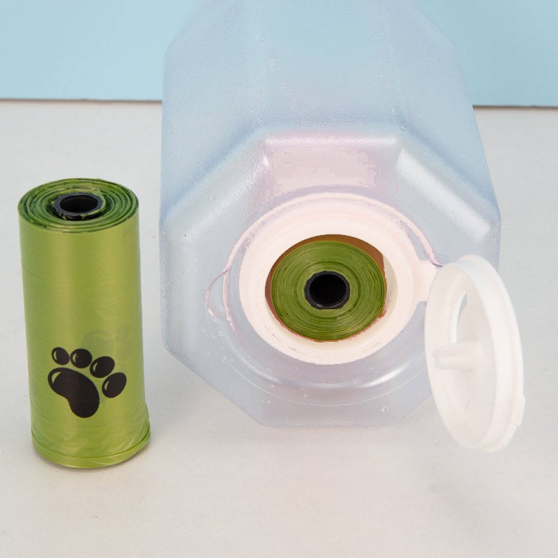 The new three-in-one pet dog accompanying cup portable drinking water dog food garbage bag one multifunctional water cup kettle