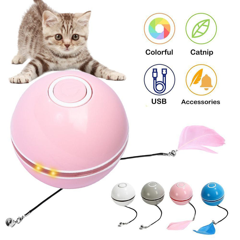 Pet cat toy LED luminous funny cat ball USB charging smart funny cat toy electric rolling ball