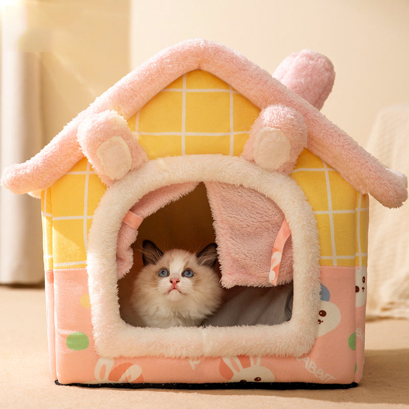 New cat nest rabbit door curtain four-season universal dog kennel for small and medium-sized dogs closed removable and washable dog bed pet kennel mat