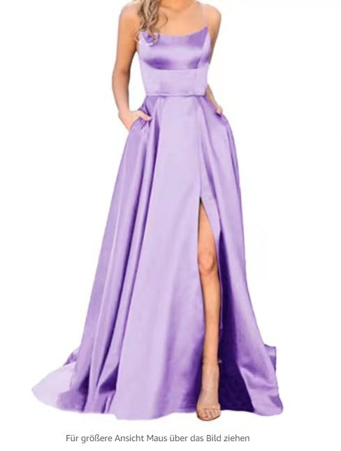 2023 solid color European and American bridesmaid dress long dress slimming strapless bestie Amazon fashion bridesmaid group evening dress