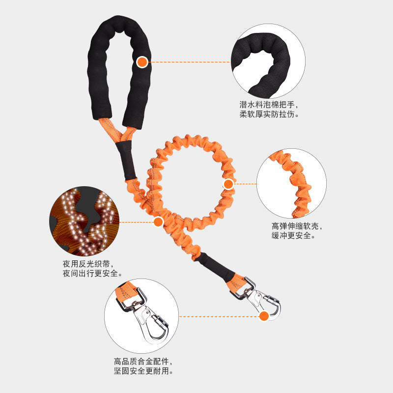 New product explosion-proof punching telescopic elastic rope reflective pet leash foam cotton handle does not strangle the hand dog chain walking dog leash