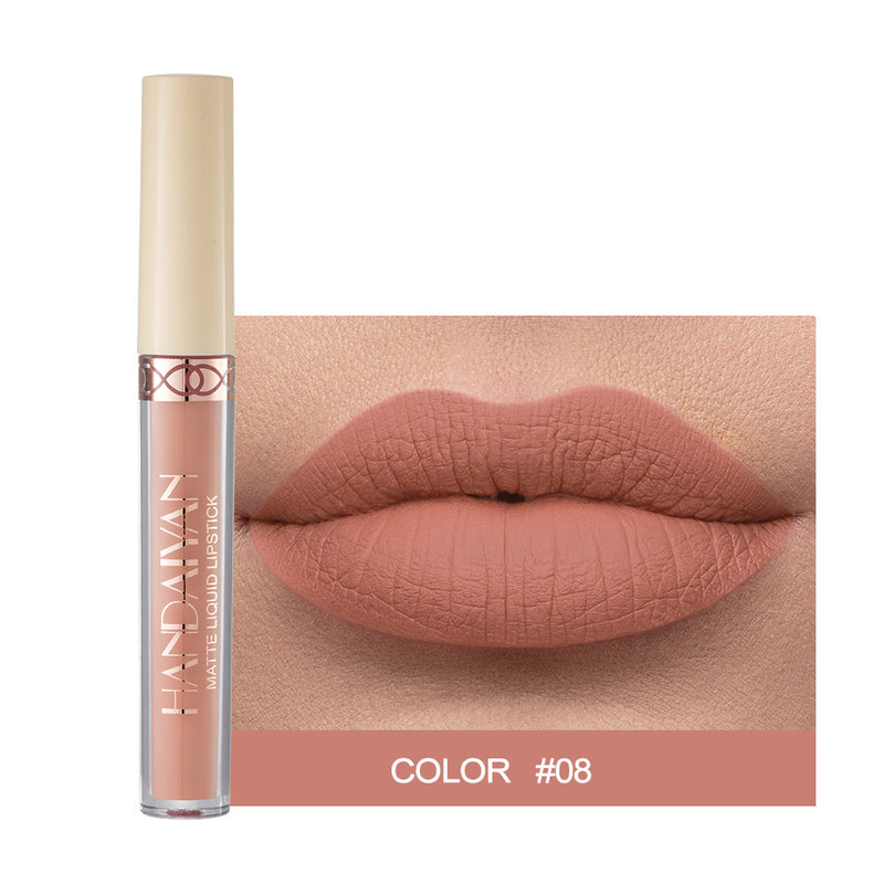 Cross-border Hot Sale HANDAIYAN Matte Matte Velvet 12 Colors Lip Gloss Liquid Lipstick Lip Glaze Wholesale