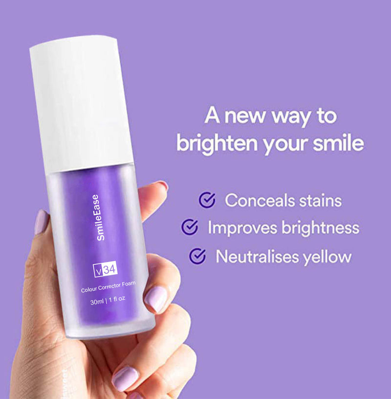 Teeth Whitening Toothpaste V34 Purple Bottled Press Toothpaste Whitening Oral Cleansing Essence Factory Direct Sales