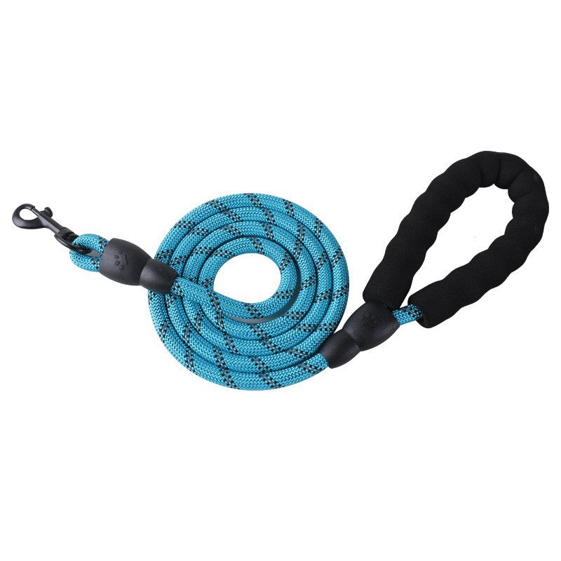 Pet supplies reflective traction rope multi-color nylon round rope large and medium-sized explosion-proof dog rope foam handle traction belt