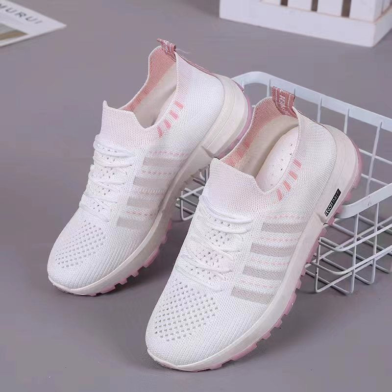 Dropshipping new women's fly woven fishnet shoes, comfortable soft-soled white shoes, fashionable lightweight student shoes, sneakers