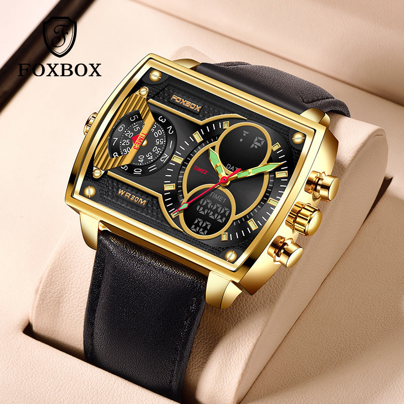 FOXBOX/Lige cross-border exclusive for men's quartz electronic dual-display watch multi-functional waterproof luminous watch