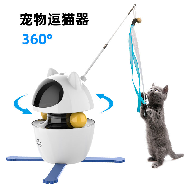 Cross-border new cat funny toys, automatic smart cat funny stick, food leaking ball set, self-stimulating pet supplies, cat toys