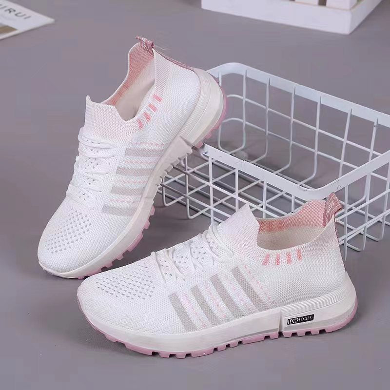 Dropshipping new women's fly woven fishnet shoes, comfortable soft-soled white shoes, fashionable lightweight student shoes, sneakers