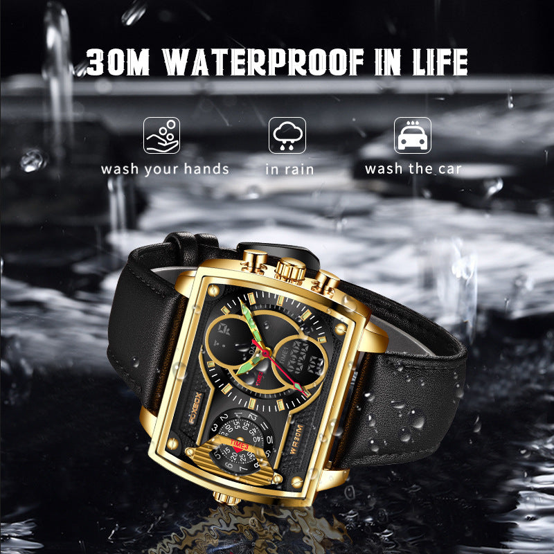 FOXBOX/Lige cross-border exclusive for men's quartz electronic dual-display watch multi-functional waterproof luminous watch