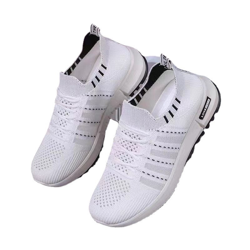 Dropshipping new women's fly woven fishnet shoes, comfortable soft-soled white shoes, fashionable lightweight student shoes, sneakers