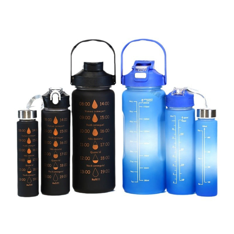 Huangyan new PC gradient three-set cup double drink three-in-one feel paint Amazon double drink large capacity sports water bottle