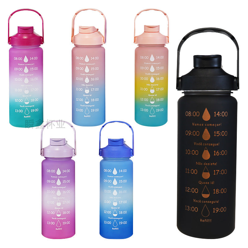 Huangyan new PC gradient three-set cup double drink three-in-one feel paint Amazon double drink large capacity sports water bottle