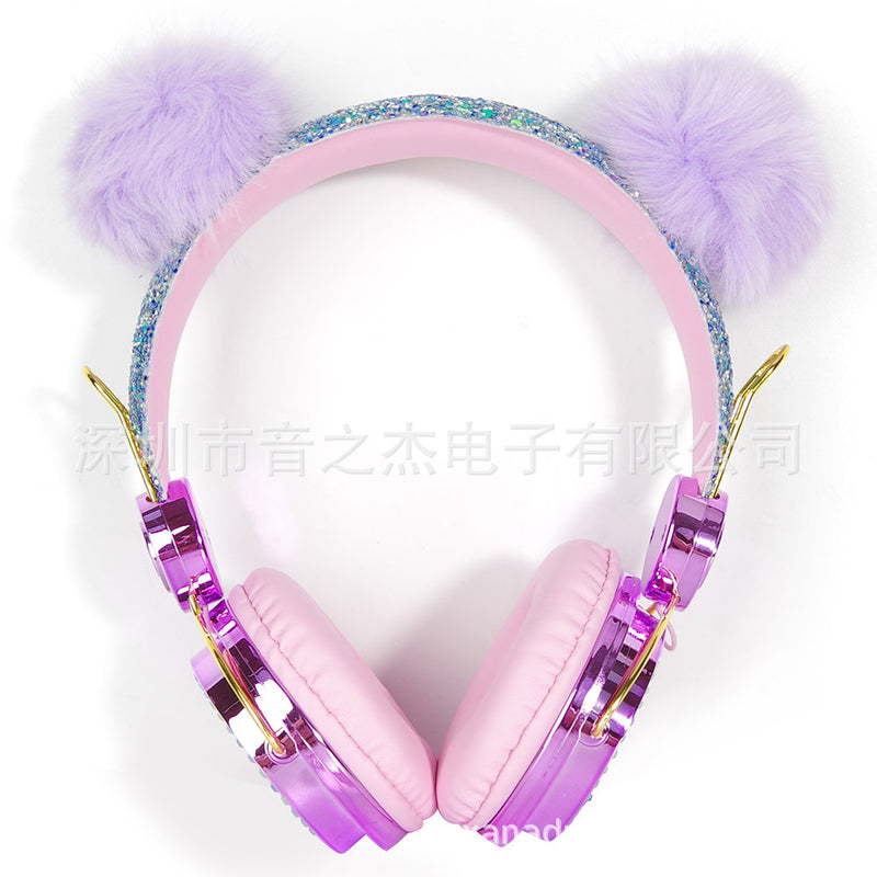 Headset children's headset wired wireless bluetooth tablet phone computer with heavy bass unicorn cartoon headset