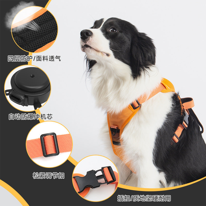 Pet products new traction rope chest and back integrated automatic retractable explosion-proof punching small and medium-sized dog vest traction rope