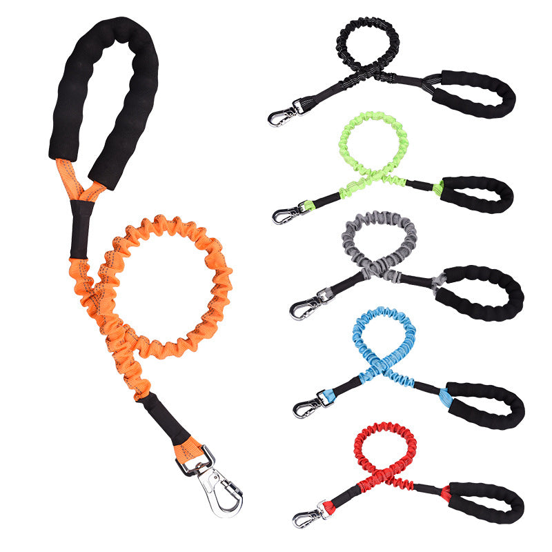 New product explosion-proof punching telescopic elastic rope reflective pet leash foam cotton handle does not strangle the hand dog chain walking dog leash