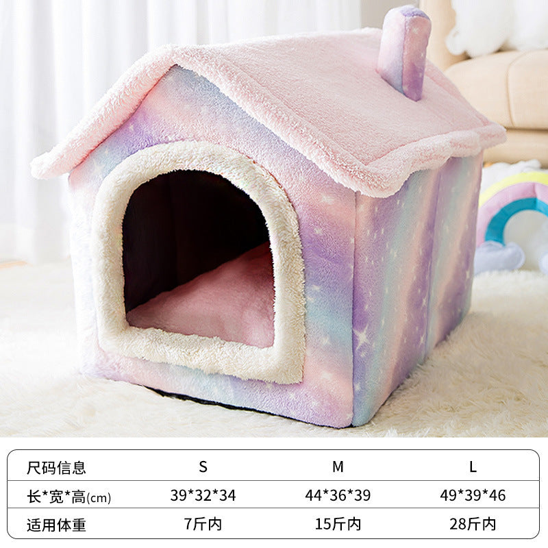 New cat nest rabbit door curtain four-season universal dog kennel for small and medium-sized dogs closed removable and washable dog bed pet kennel mat