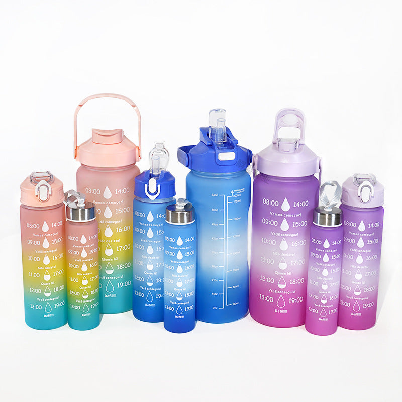 Huangyan new PC gradient three-set cup double drink three-in-one feel paint Amazon double drink large capacity sports water bottle