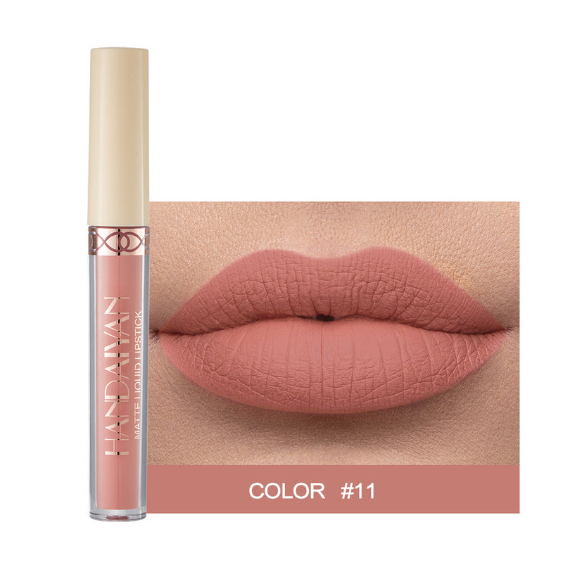 Cross-border Hot Sale HANDAIYAN Matte Matte Velvet 12 Colors Lip Gloss Liquid Lipstick Lip Glaze Wholesale